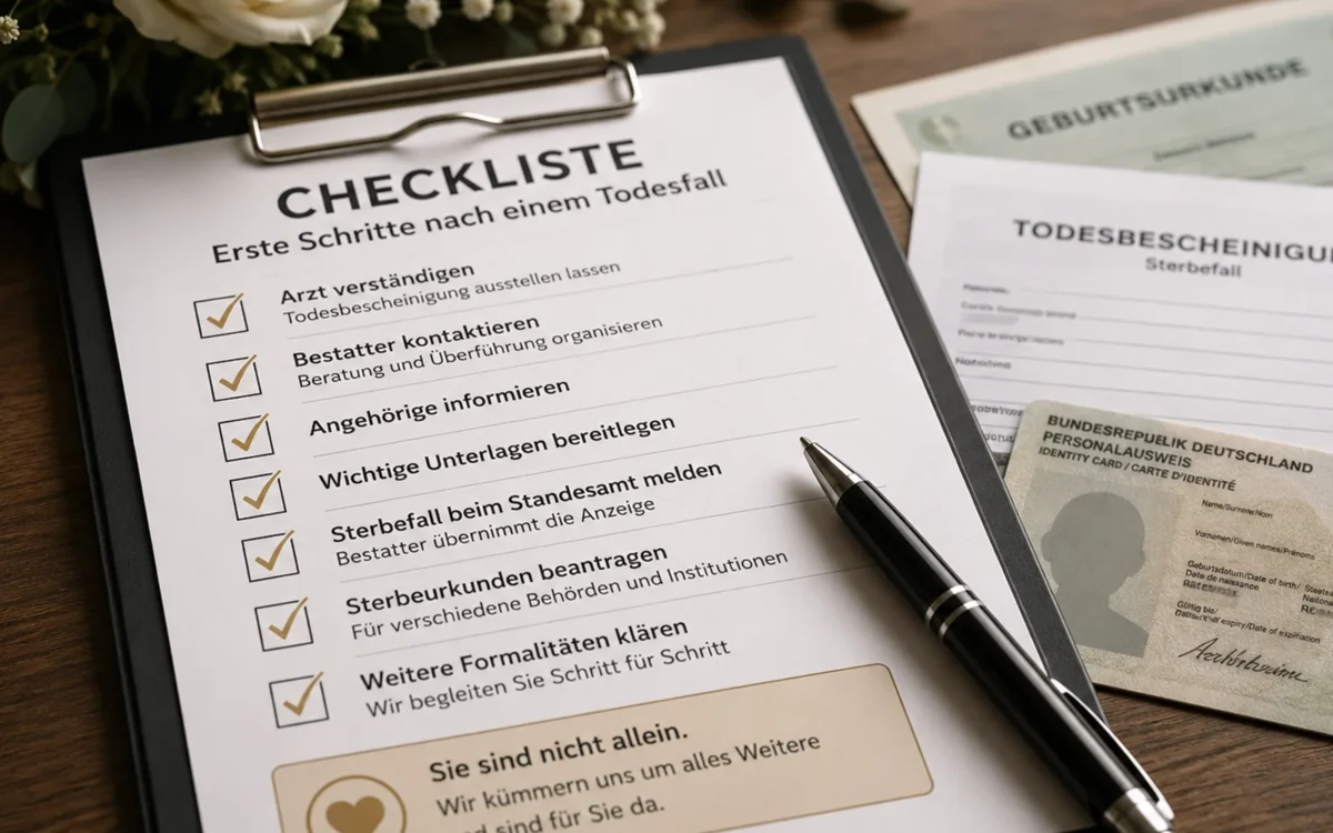 Checkliste der ersten Schritte nach einem Todesfall in Berlin