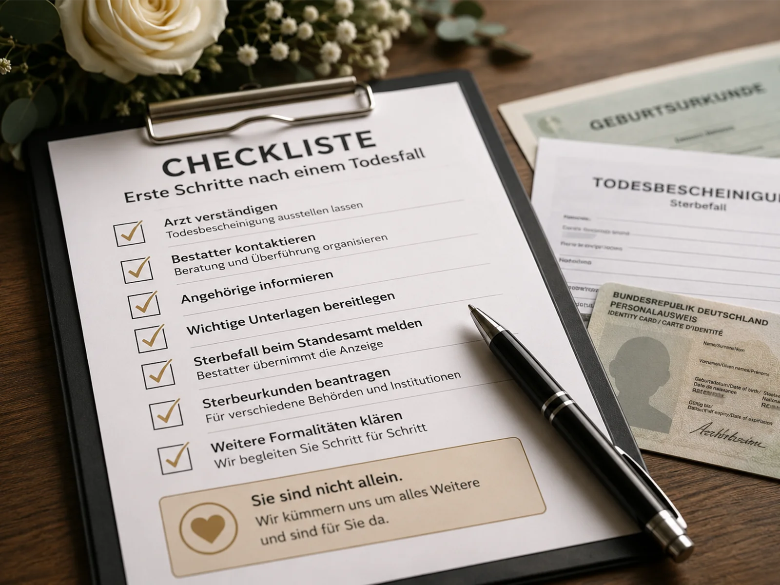 Checkliste der ersten Schritte nach einem Todesfall in Berlin